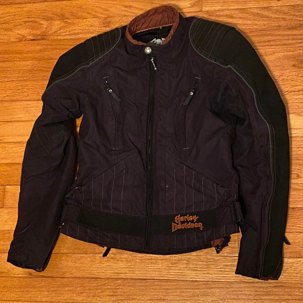 Brown/Black Harley Davidson Padded Riding Jacket Size S